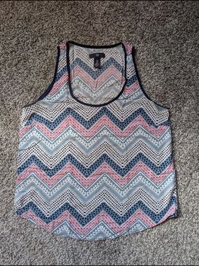 GAP Chevron Print Racerback Tank - Navy, Coral & Cream